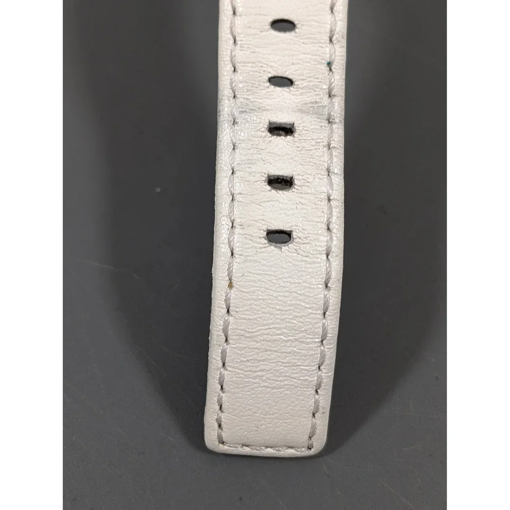 Ecclissi Womens White Leather Watch Gold Tone Square Minimalist‎ 7